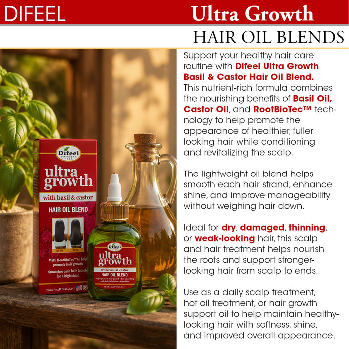 Difeel Ultra Growth Basil & Castor Hair Growth Oil 8 oz.