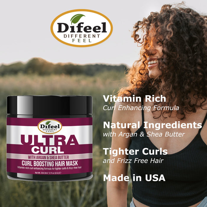 Difeel Ultra Curl with Argan & Shea Butter - Curl Boosting Hair Mask 12 oz.