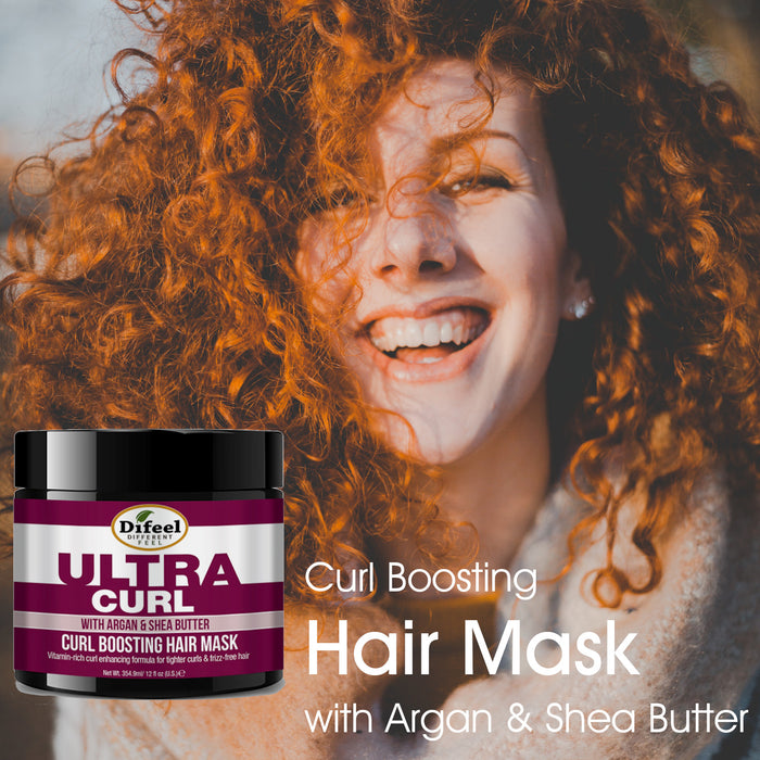 Difeel Ultra Curl 4PC Hair Care Set: Shampoo, Conditioner, Hair Mask & Hair Oil