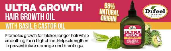 Difeel Ultra Growth Basil & Castor Hair Growth Oil 8 oz. (VALUE PACK OF 2)