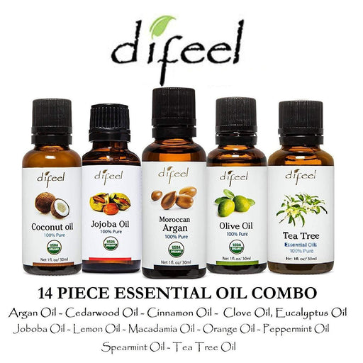 Difeel Natural Essential Oils Complete Collection: 14 Piece Combo Set