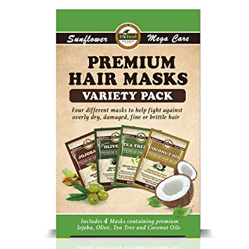 Difeel Premium Hair Mask Variety Pack: Jojoba, Olive, Tea Tree, and Coconut Oils