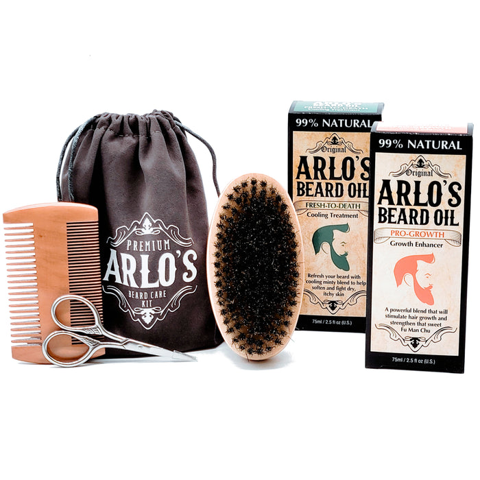 Arlos 6-PC Pro-Growth Castor & Cooling Peppermint Beard Grooming Set