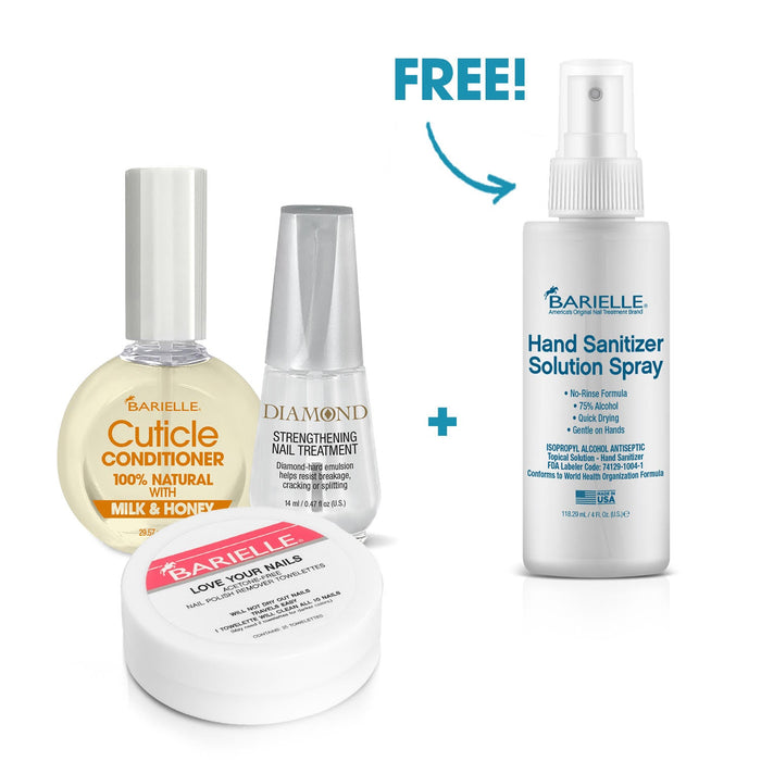 Barielle Just in Case Bundle 3-PC Set PLUS Free Hand Sanitizer Spray - Barielle - America's Original Nail Treatment Brand