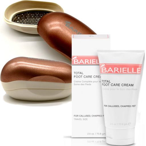 Barielle Portable Clamshell Foot File/Foot Rasp w/ 2.5oz Foot Cream 2-PC Foot Care Set