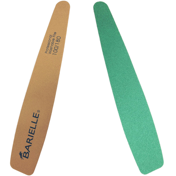 Barielle Washable and Reusable Nail Files 100.180 Grit - Brown/Green (12 PACK) - Professional Nail Files, Double Sided Emery Board for Long Lasting Manicure/Pedicure Finish - Barielle - America's Original Nail Treatment Brand