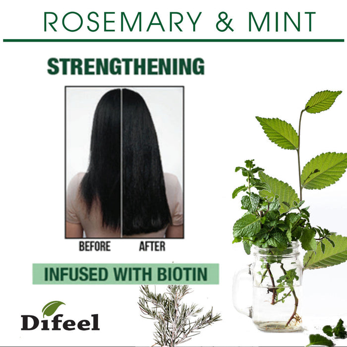 Difeel Rosemary & Mint Hair Strengthening Shampoo & Conditioner with Biotin 12 oz. 2-PC Set