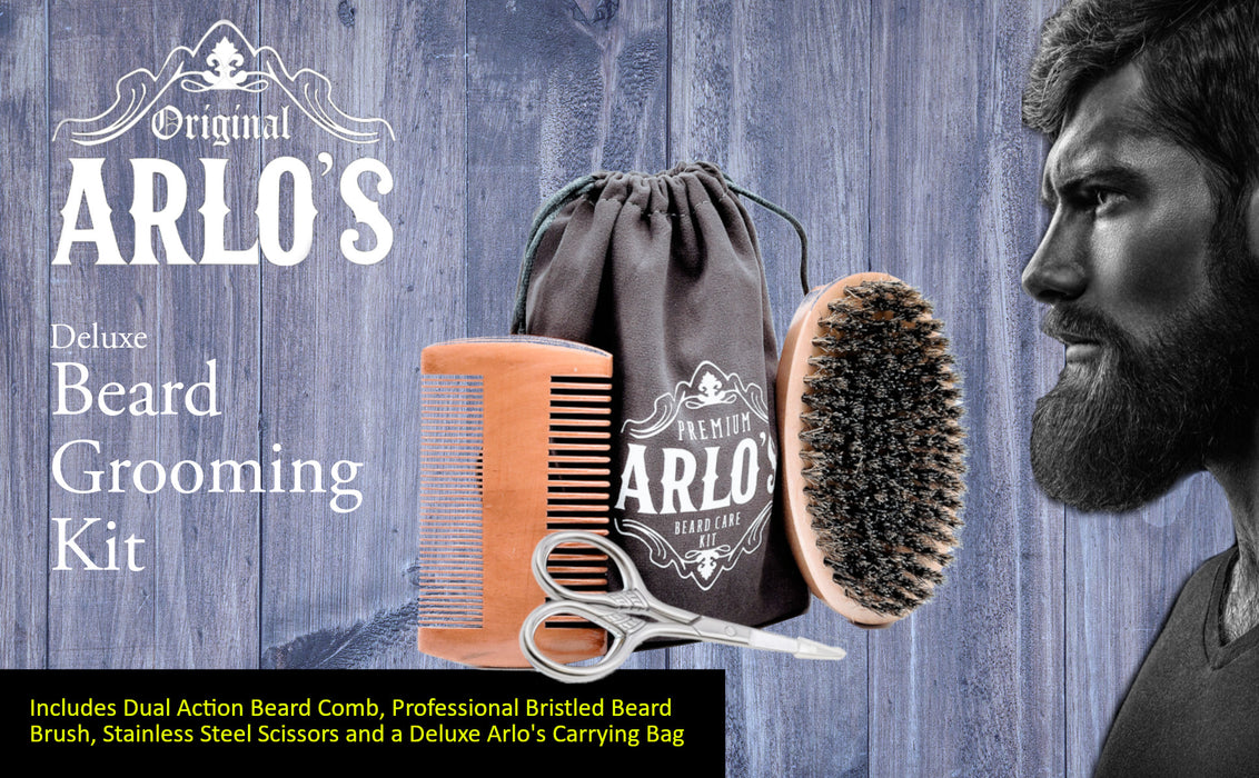 Arlos 6PC Mens Hair & Beard Grooming Kit with Matte Pomade & Coconut Beard Oil