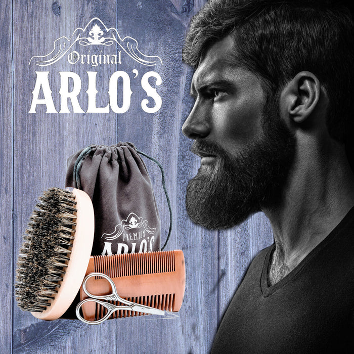 Arlos 6PC Mens Hair & Beard Grooming Kit with Classic Pomade & Peppermint Beard Oil