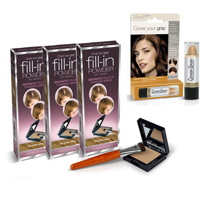 Cover Your Gray Fill In Powder - Light Brown/Blonde 3-PK w/ Bonus Touch-up Stick