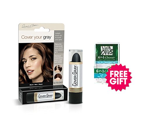 Cover Your Gray Hair Color Stick, Black - w/ FREE Hair Cleanser Pkt.
