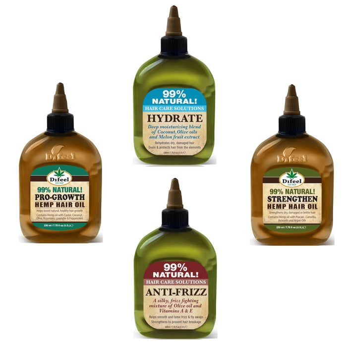 Difeel Premium Natural Hair Oil Collection Complete 12 Piece Hair Oil Set - LARGE SIZE 7.78 oz BOTTLES