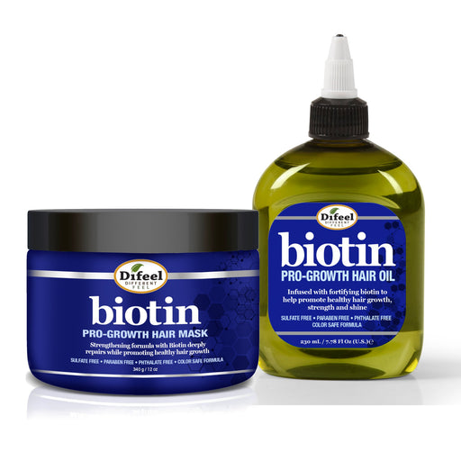 Difeel Pro-Growth Biotin Hair Mask 12 oz. with Biotin Hair Oil 7.78 oz. (2-Piece Set)