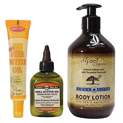 Difeel Shea Butter Hair and Body Moisturizing Collection - 3 Piece Set