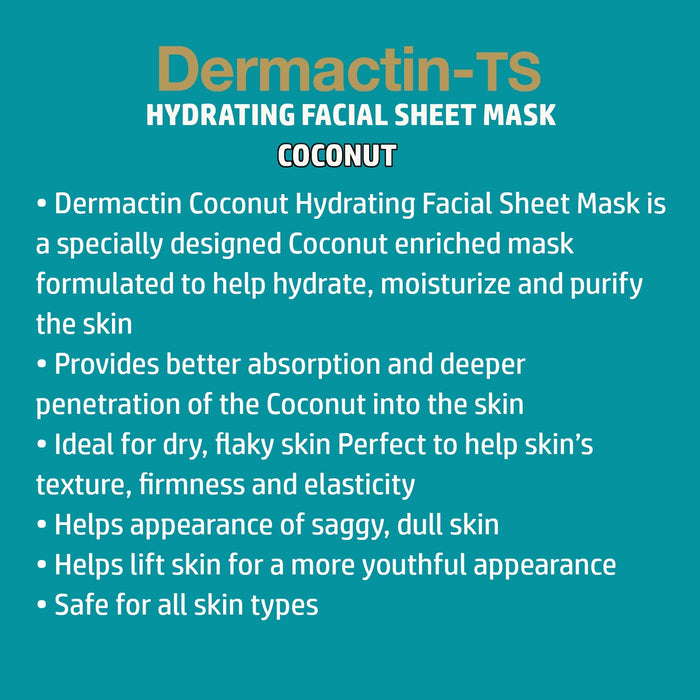 Dermactin-TS Hydrating Coconut Facial Sheet Mask 6PK-