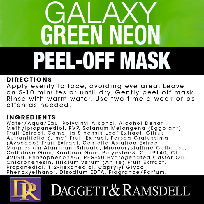 Daggett & Ramsdell Galaxy Green Neon Peel Off Facial Mask with Vitamin E & Avocado 1.76 oz