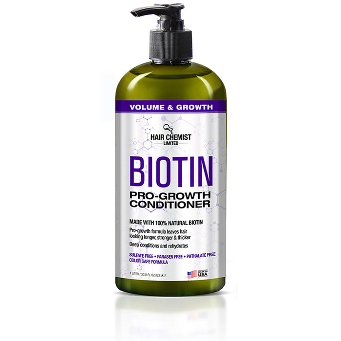 Hair Chemist Biotin Pro-Growth 3PC Hair Care Set - Includes 33.8oz Shampoo, 33.8oz Conditioner & 7.78oz Hair Oil