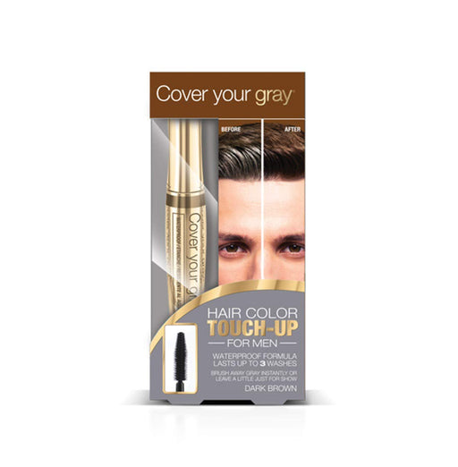Cover Your Gray for Men Waterproof Brushin Hair Color Touchup- Dark Brown 6-PK