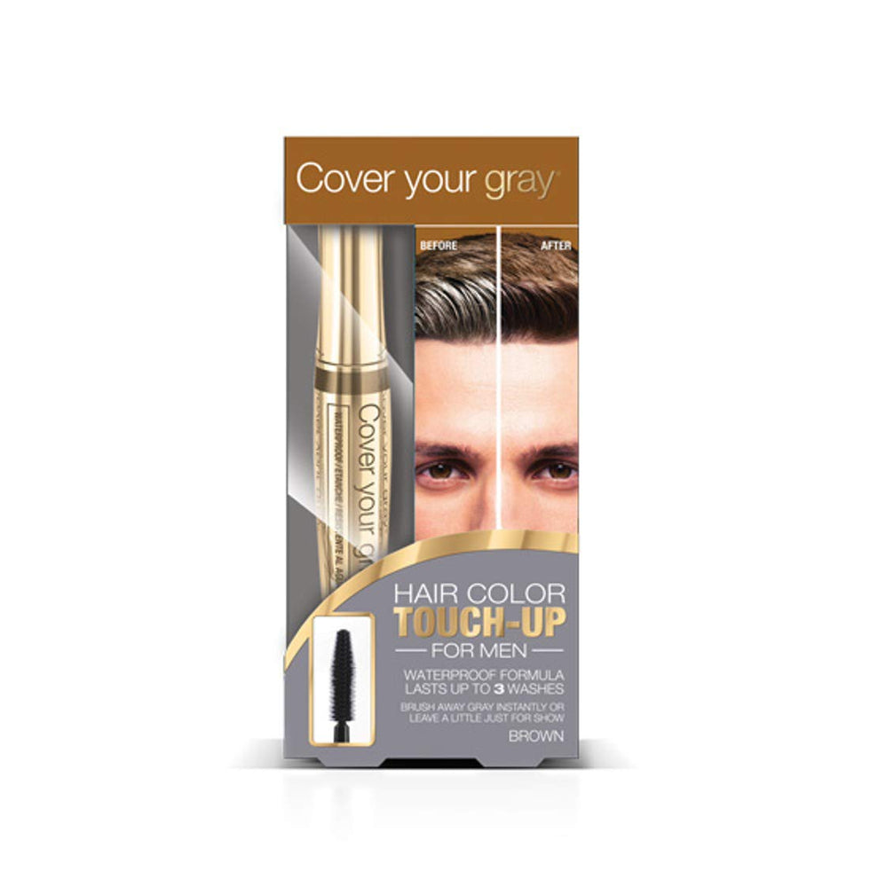 Cover Your Gray for Men Waterproof Brushin Hair Color Touchup- Medium Brown 2-PK