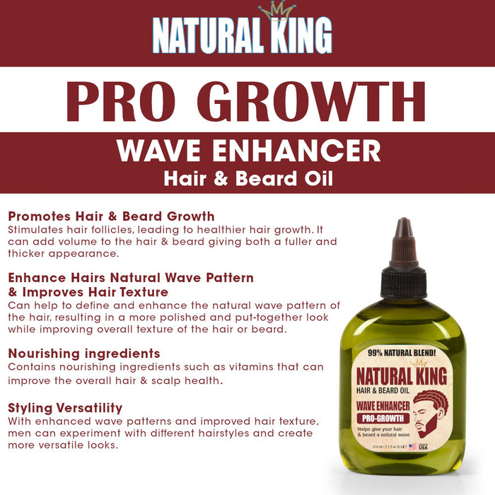 Natural King Wave Enhancer Pro-Growth Hair & Beard Oil 7 oz.