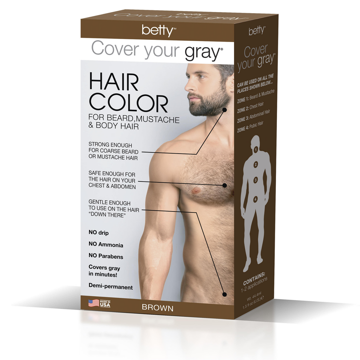 Betty Cover Your Gray Mens Hair Color for Beard, Mustache & Body Hair —  Cosmetic Solutions - All Your Favorite Brands