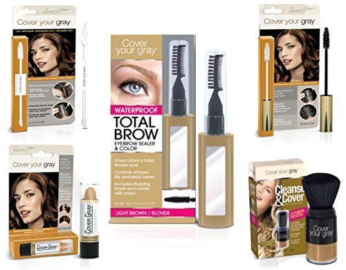 Cover Your Roots Head & Brow Gray Coverage 5 Piece Set - Light Brown/Blonde