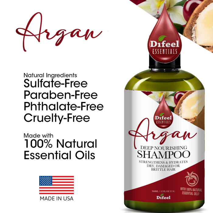 Difeel Essentials Deep Nourishing Argan Shampoo 12 oz.