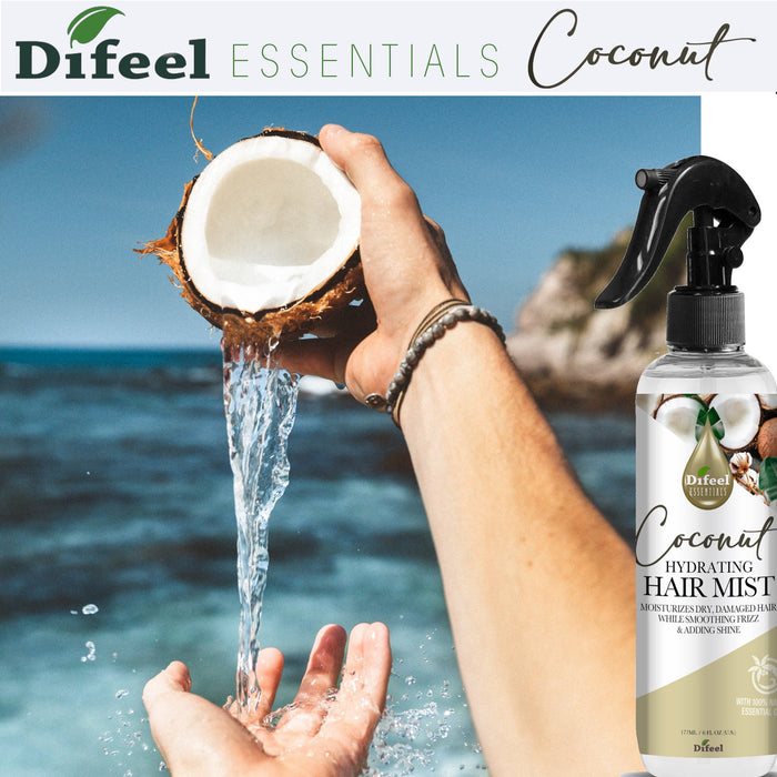 Difeel Essentials Hydrating Coconut Hair Mist 6 oz.