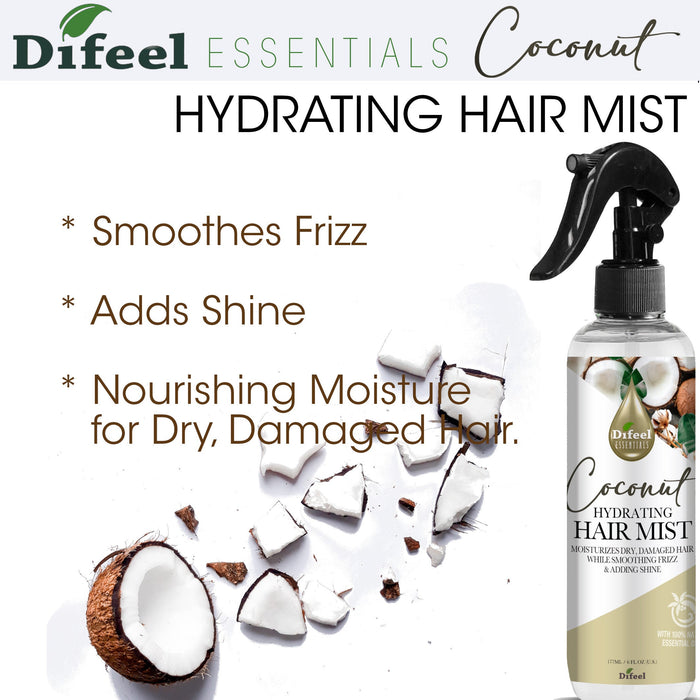 Difeel Essentials Hydrating Coconut Hair Mist 6 oz.