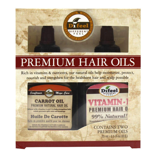 Difeel Premium Natural Hair Oil- Carrot Oil & Vitamin E Oil 2.5oz 2PC SET