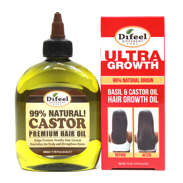 Difeel Castor Oil Pro-Growth Hair Oil Collection 2-PC Set