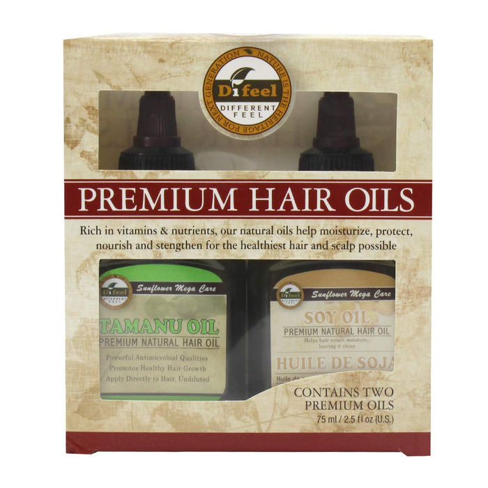 Difeel Premium Natural Hair Oil- Tamanu Oil & Soy Oil 2.5oz 2PC SET