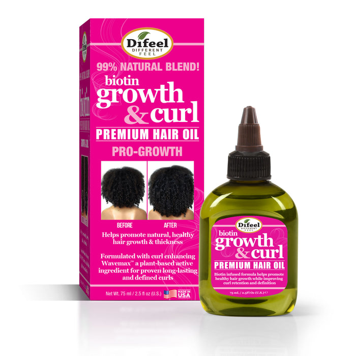 Difeel Growth & Curl Biotin Premium Hair Oil 2.5 oz.
