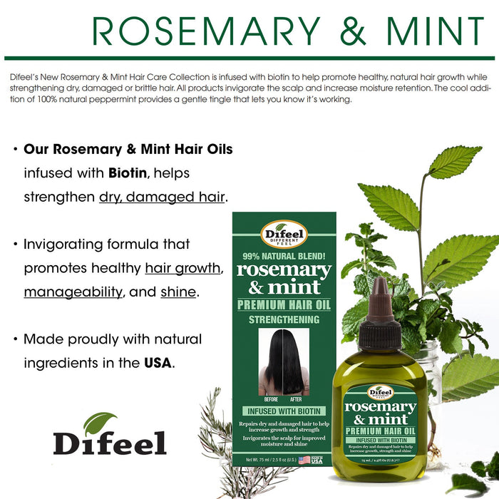 Difeel Rosemary and Mint Premium Hair Oil with Biotin 7.1 oz. - Natural  Rosemary Oil for Hair Growth & Biotin