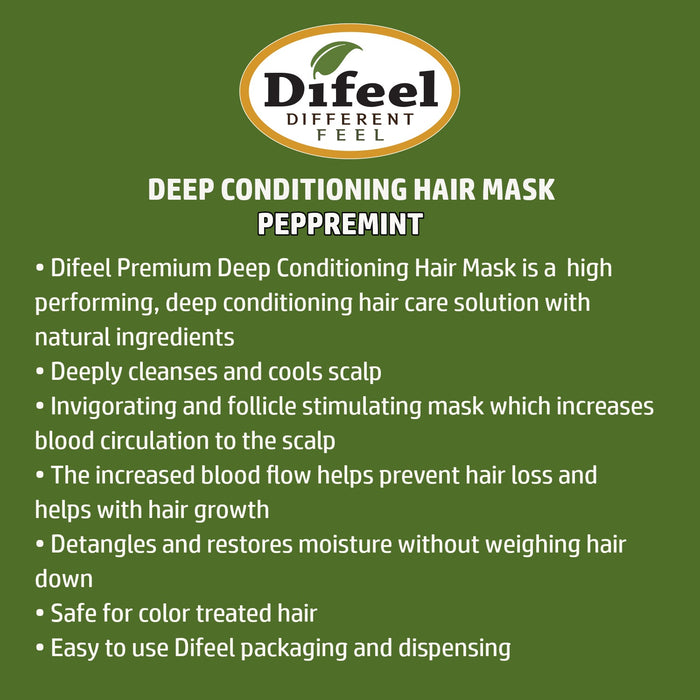 Difeel Premium Deep Conditioning Hair Mask with Peppermint Oil 1.75 oz.