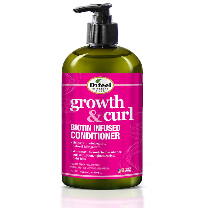 Difeel Growth and Curl Biotin Shampoo 12oz & Conditioner 12oz 2-PC Gift Box