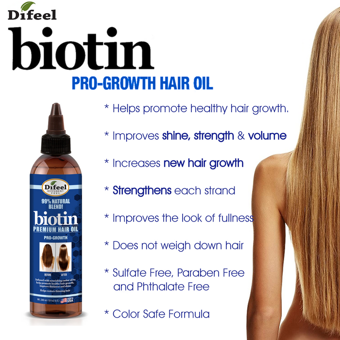 Difeel Biotin Progrowth Premium Hair Oil 8 oz.