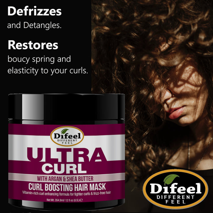 Difeel Ultra Curl with Argan & Shea Butter - Curl Boosting Hair Mask 12 oz.