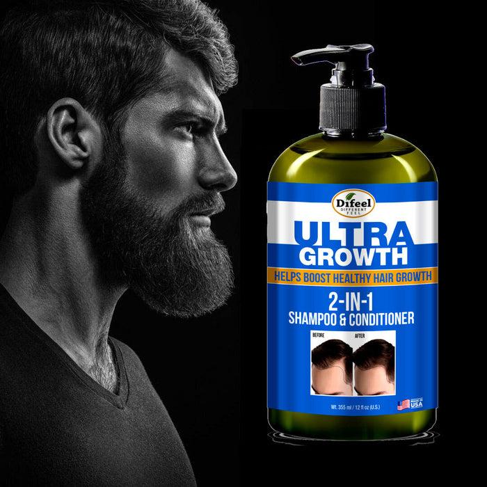 Difeel Mens 2-in-1 Ultra Growth Shampoo & Conditioner 12 oz
