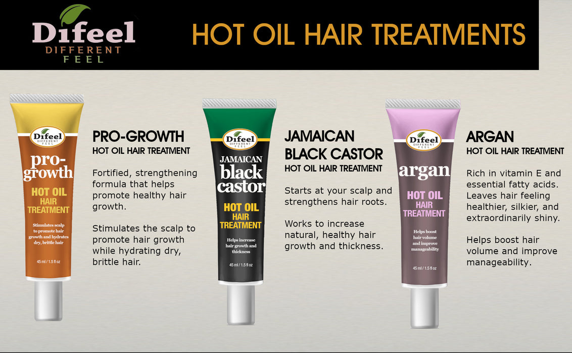 Difeel Hot Oil Hair Treatment with Argan Oil 1.5 oz. (Pack of 2)