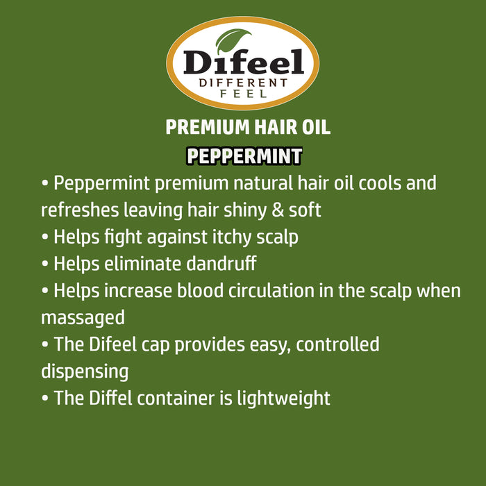 Difeel Premium Natural Hair Oil - Peppermint Oil 2.5 oz. (3-Pack)