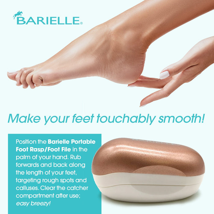 Barielle Portable Oval Gold & White Clamshell Foot File / Foot Rasp - with Stainless Steel Foot Files - Barielle - America's Original Nail Treatment Brand