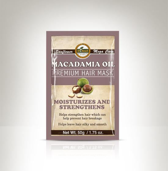 Difeel Premium Deep Conditioning Hair Mask - Macadamia Oil 1.75 oz. Moisturizes & Strengthens Hair, Prevents Hair Breakage, Leaves Hair Silky Smooth