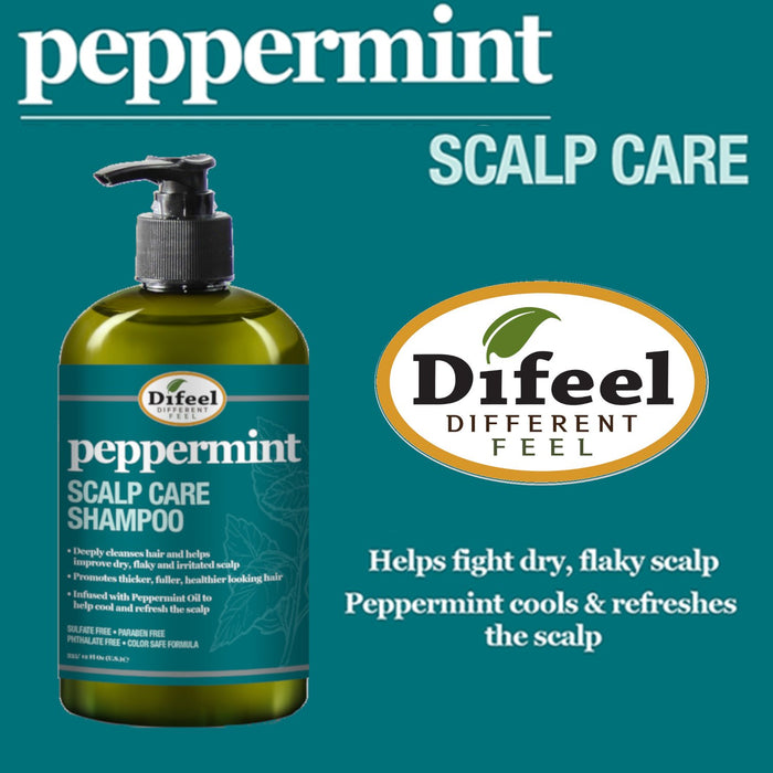 Difeel Peppermint Scalp Care Shampoo 12 oz.