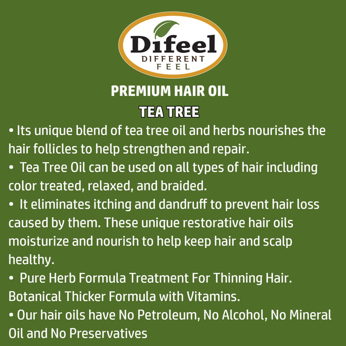 Difeel Premium Natural Hair Oil - Tea Tree Oil 8 oz.