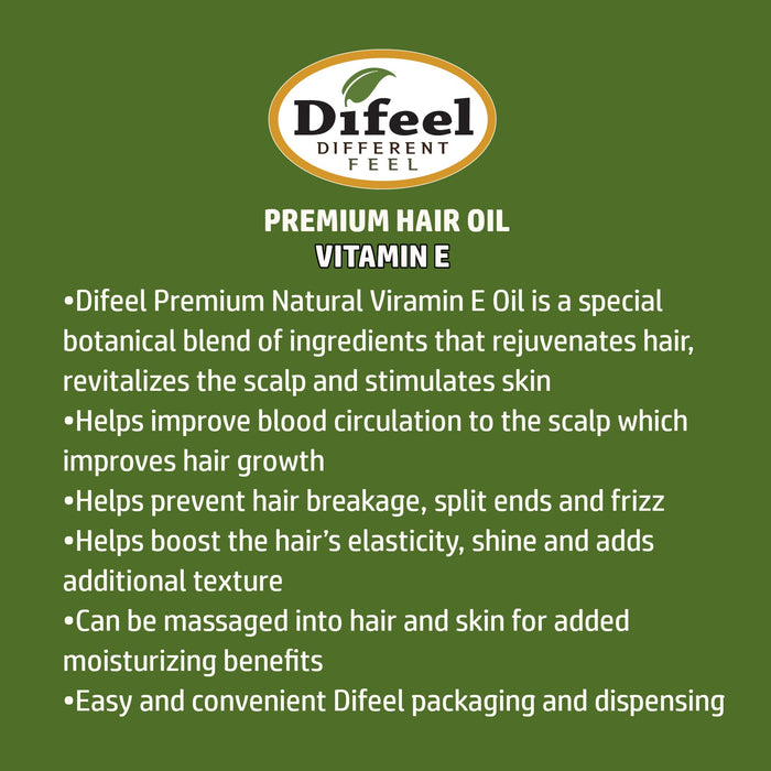 Difeel Premium Natural Hair Oil - Vitamin E Oil 8 oz.