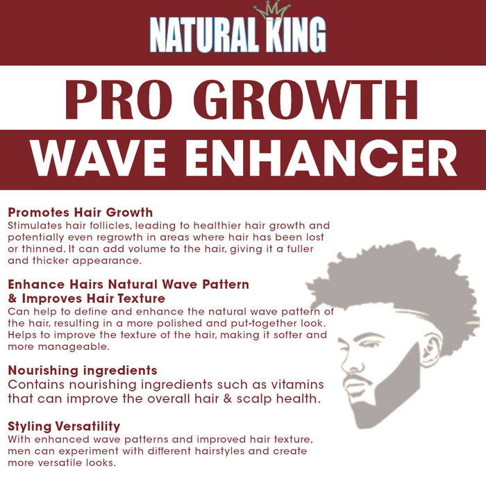 Natural King Wave Enhancer Pro-Growth Hair & Beard Oil 7 oz.