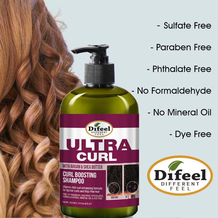 Difeel Ultra Curl Boosting 3-PC Hair Care Set:  Shampoo, Conditioner & Hair Oil